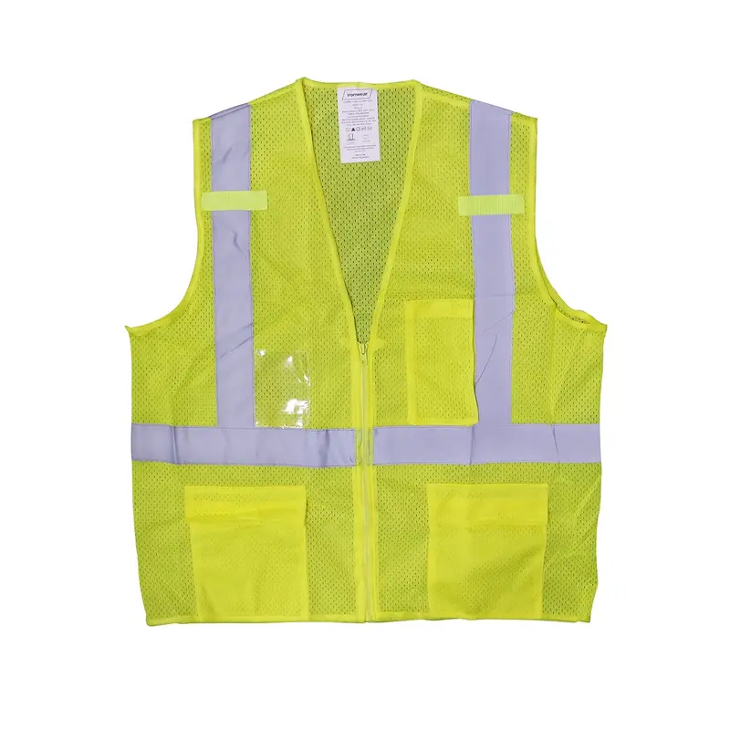 Ironwear Ansi Class 2 Lime Mesh Safety Vest With Silver Reflective Stripes 1
