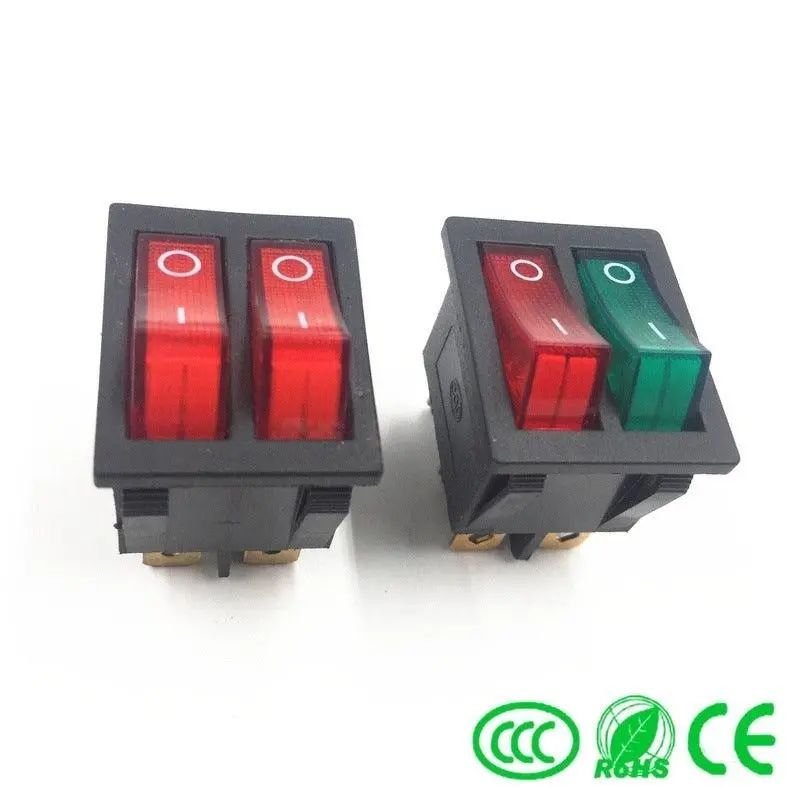 Kcd3 Dual Rocker Switch – 6-Pin, On-Off, Dual Green/Red Leds, 20A 125Vac For Marine Applications 2