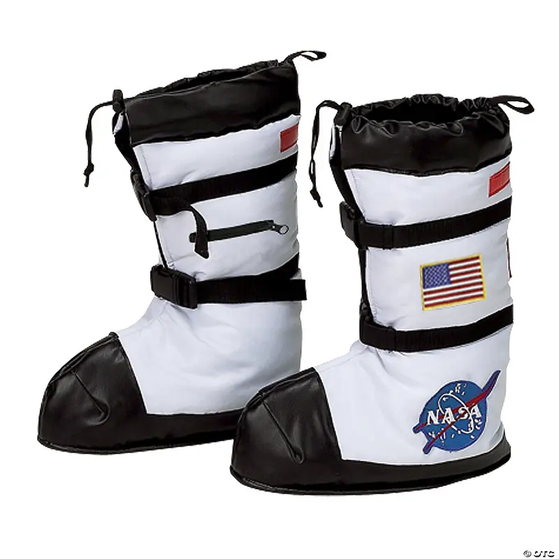 Kids' White And Black Astronaut-Themed Boots 1