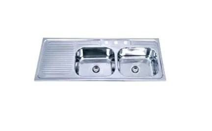 Large Double-Basin Kitchen Sink – 48" X 20" Left-Drain Layout With Deep 6" Bowls 1