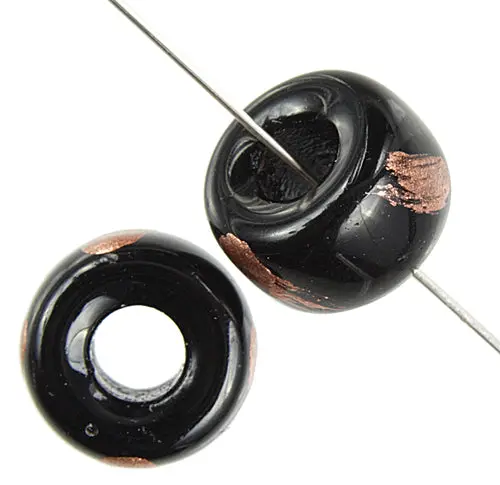 Large-Hole Glass Ring – 18Mm Black Base With Copper Print 1