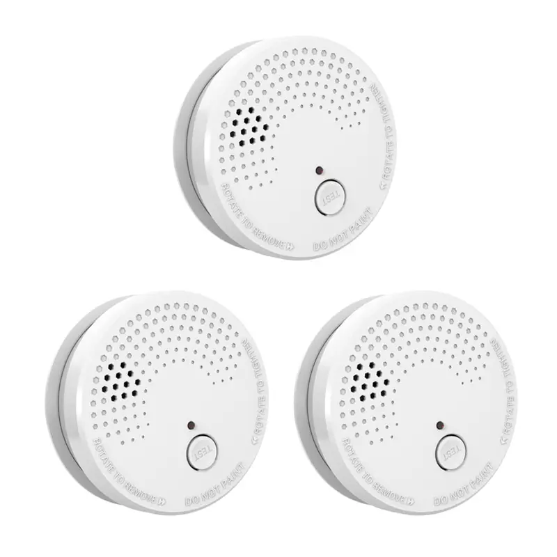 Lshome Gs528A 3-Pack Photoelectric Smoke Alarms – 9V Battery Powered, Easy-Install Fire Detectors With Test & Alert Features 1