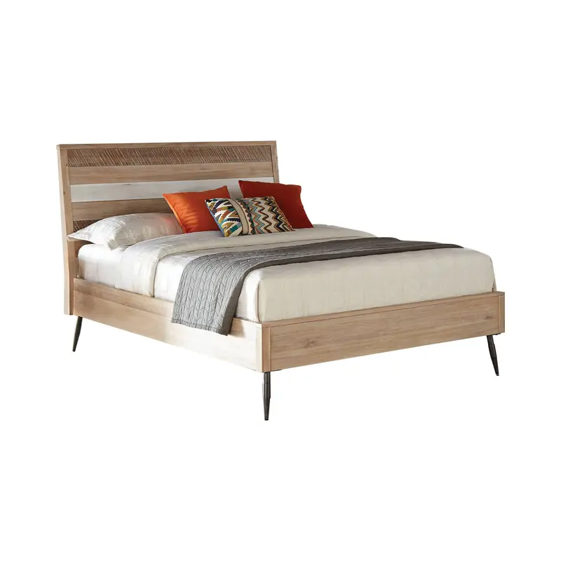 Marlow Eastern King Platform Bed – Reclaimed Wood Aesthetic Meets Industrial Matte Black Accents 1
