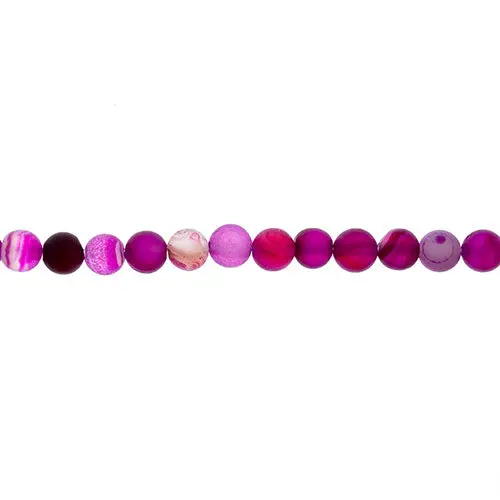 Matte Pink Striped Agate Round Beads – Soft Hues, Natural Layering, Earth'S Jewels 1