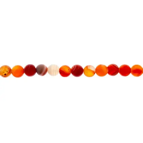 Matte Red Striped Agate Round Beads – Bold Bands, Earth-Mined Stone, Earth'S Jewels 1