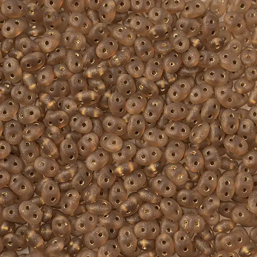 Matubo Czech Super Duo 2-Hole Seed Beads – Transparent Dark Topaz, ~22G Vial 1
