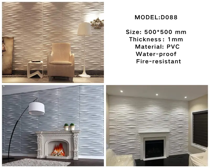 Mega Luxe Paintable 3D Pvc Wall Panel – 19.7" X 19.7" Textured, Moisture-Resistant Wall Covering – Style D088 1