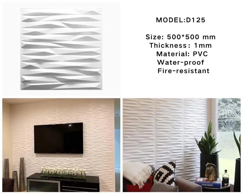 Mega Luxe Paintable 3D Pvc Wall Panel – 19.7" X 19.7" Waterproof, Flame-Retardant Decorative Tile – Style D125 1