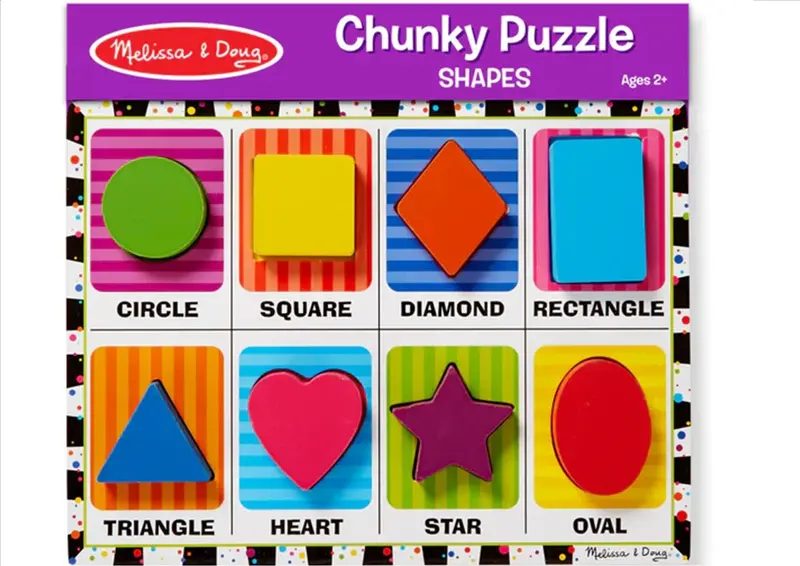 Melissa & Doug Chunky Wooden Shape Puzzle – Toddler Learning Toy For Motor Skills & Visual Recognition (M&D-3730) 1