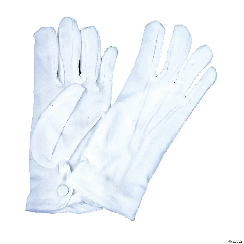 Men'S White Nylon Dress Gloves With Snap Closure 1