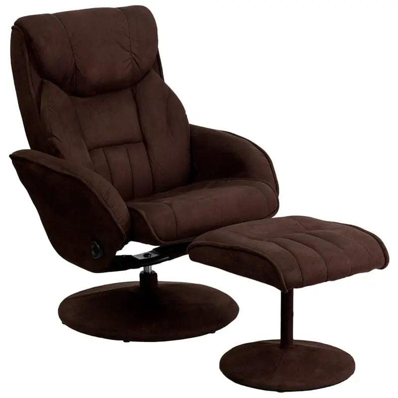 Modern Brown Microfiber Reclining Chair Set – Circular Wrapped Base With Ottoman (Bt-7895-Mic-Pinpoint-Gg) 1