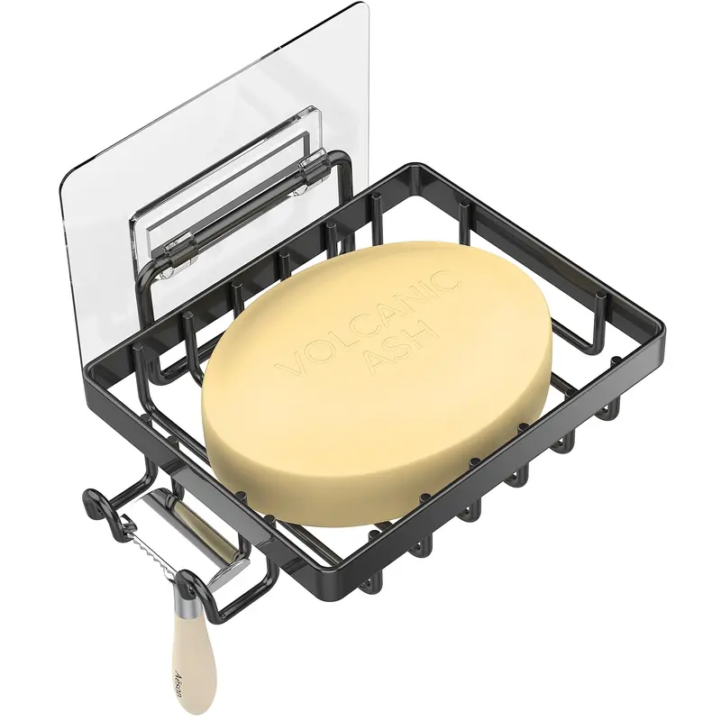 Moforoco No-Drill Wall-Mounted Soap Dish – Includes Razor Holder & Hooks 1