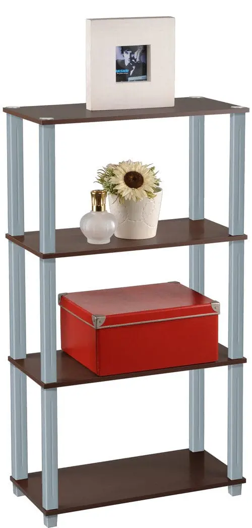 Momentum Furnishings 4-Tier Espresso Bookshelf – Tall, Narrow Profile Ideal For Tight Spaces (43.54"H, Model Pbf-0284-709-Sq) 1