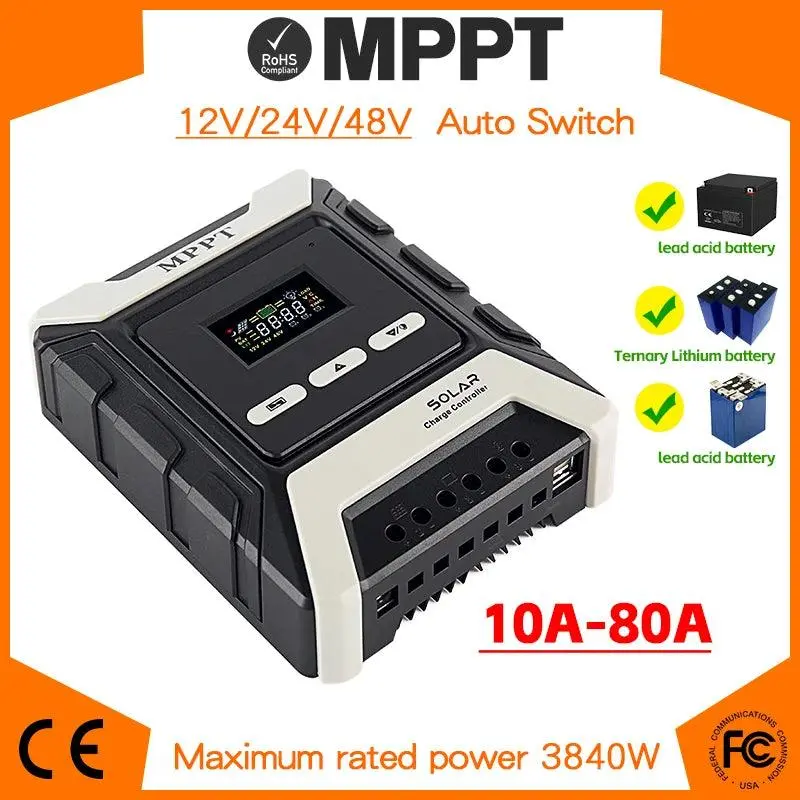 Mppt Solar Charge Controller – 12V/24V/48V, 20A–60A Adjustable Load Modes 1