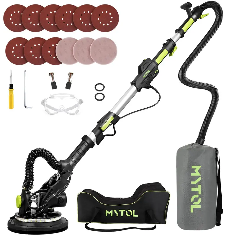 Mytol 7.2A Electric Drywall Sander – 6-Speed (900–1800 Rpm), Led Light, Vacuum Dust Collection & Extendable Handle 1