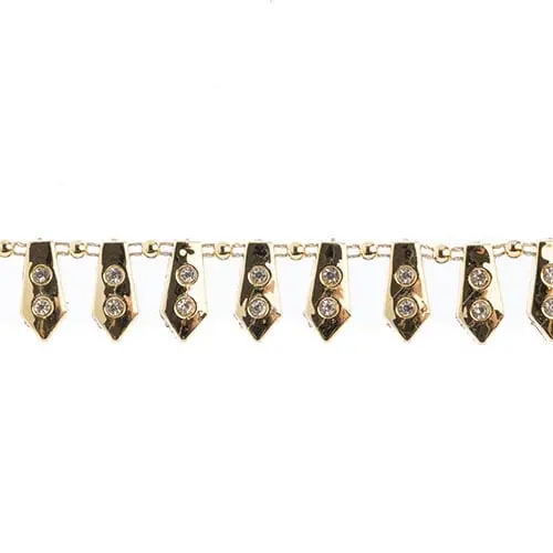 Necktie-Style Plastic Trim With Stone Embellishments, 5 Yards, 20Mm Width 1