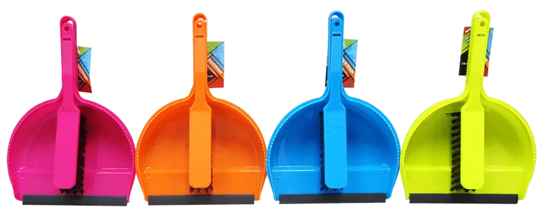 Neon Dustpan & Brush Set With Flexible Rubber Lip – Indoor/Outdoor Cleanup Tool For Debris, Glass, And Leaves 1