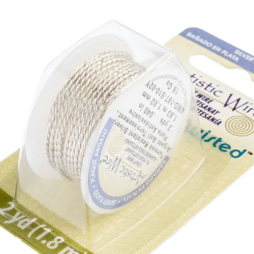 Non-Tarnish Twisted Art Wire – 2 Yards, 18 Gauge, Silver Finish 1