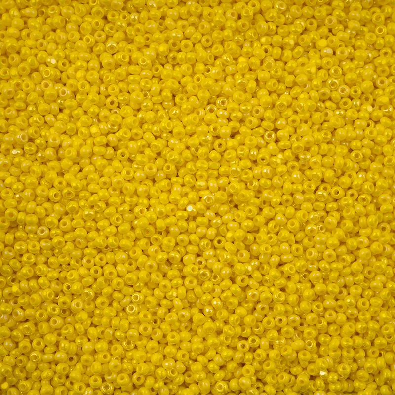 Opaque Yellow Rainbow Czech Seed Beads – 11/0 Cut, 13G Vial 1