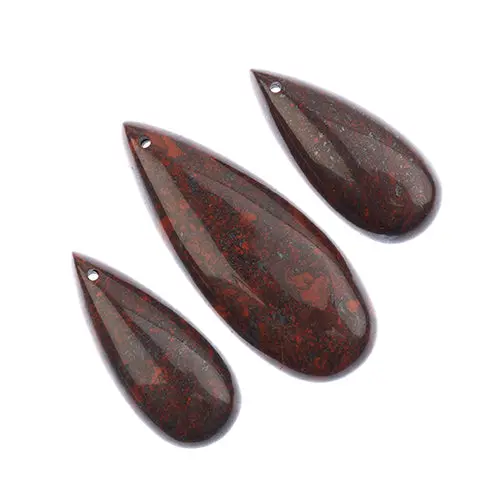 Poppy Jasper Teardrop Pendant Slices In Red – Earth'S Jewels Natural Semi-Precious Trio 1