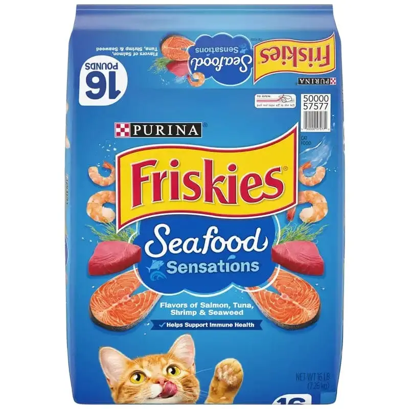 Purina Friskies Seafood Sensations Dry Cat Food – Flavorful Blend For Adult Cats (16 Lb Bag) 1