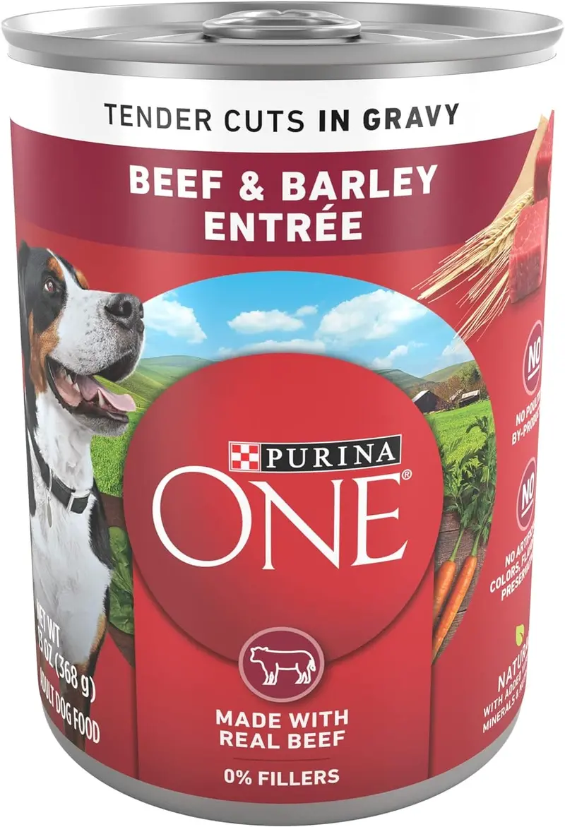Purina One Adult Wet Food – Beef & Barley In Gravy (13 Oz) For Balanced Nutrition 1