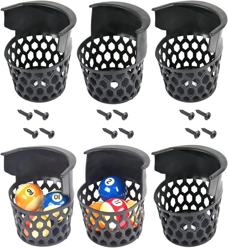 Replacement Billiard Table Pockets – Set Of 6 Durable Plastic Web Pockets For Pool Tables (B09F3Gf52N) 1