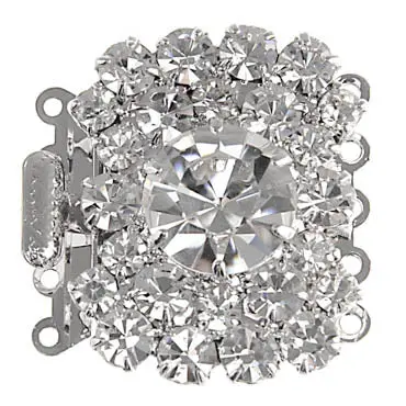 Rhinestone Clasp – Silver-Tone Round Toggle With Crystal Accent 2