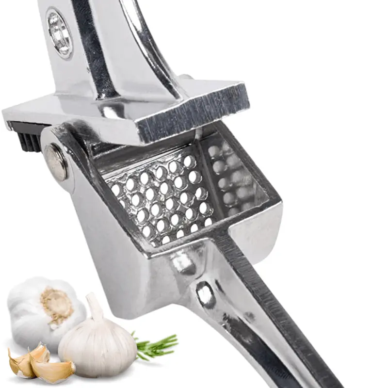 Royal Industries 7" Aluminum Garlic Press – Ergonomic Design With Stainless Steel Grid & Odor-Free Operation (Roy Gp) 1