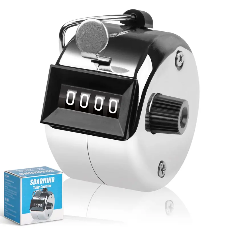 Sdarming 4-Digit Mechanical Tally Counter – Durable Metal Hand Clicker For Coaching, Crafting, Sports & Inventory 1