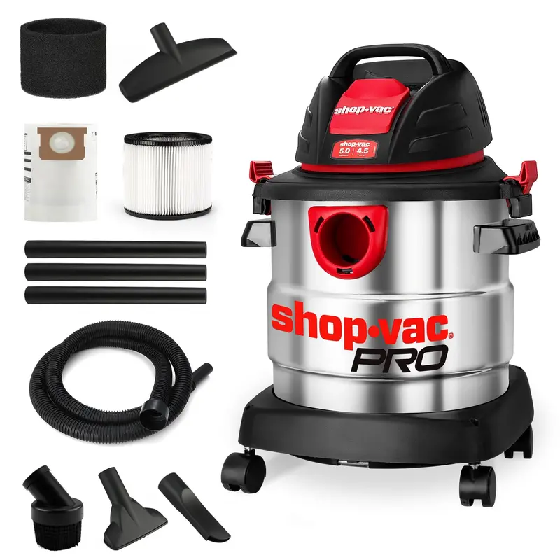 Shop-Vac 5-Gallon Wet/Dry Vacuum – 4.5 Peak Hp Stainless Steel Tank, Portable With Hose & Accessories (5920588) 1