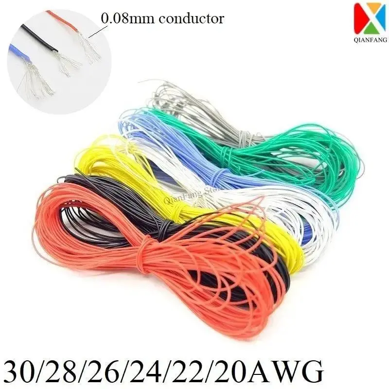 Silicone-Insulated Flexible Wire – 1M, 30–18 Awg, Color-Variety Spool 1