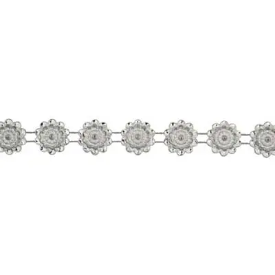 Silver Daisy Motif Plastic Trim – Diamond-Cut, 15Mm 1