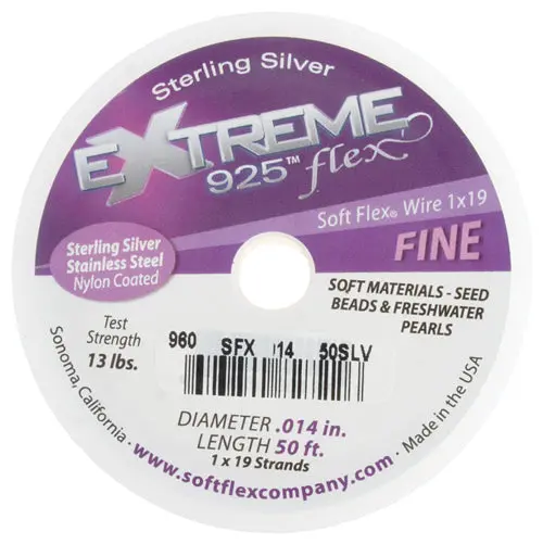 Soft Flex Extreme 19-Strand Beading Wire – Sterling Silver Finish 1