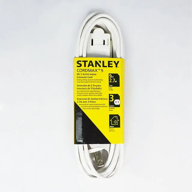 Stanley 9-Foot 3-Outlet White Extension Cord – Heavy-Duty Power Strip For Lamps, Chargers & Small Appliances 1