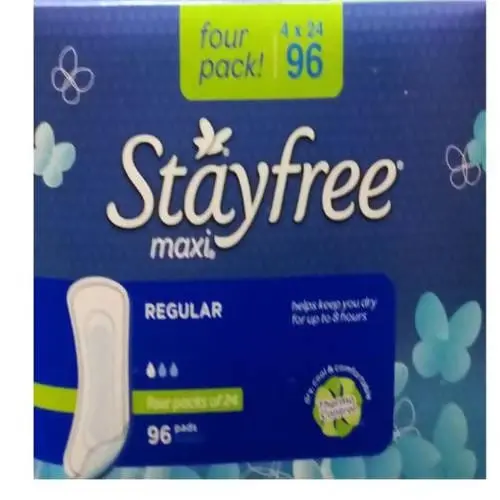 Stayfree Ultra-Thin Regular Pads – Wingless, 96-Count For Reliable Period Protection 1