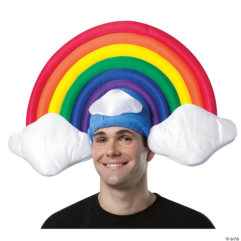 Stuffed Rainbow & Clouds Hat For Adults – Whimsical Statement Headpiece 1