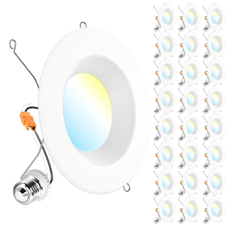 Sunco 24-Pack 6-Inch Retrofit Led Recessed Lights – Dimmable, 5 Color Temperatures, Baffle Trim, Damp-Rated – 462113 1
