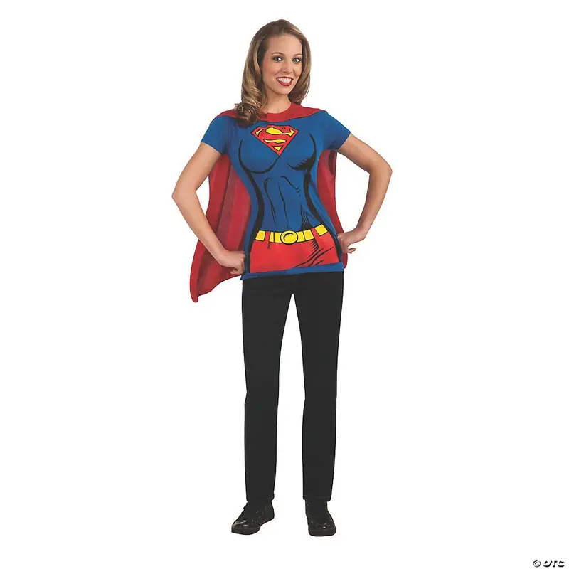 Supergirl Themed Costume Shirt With Cape For Women 1
