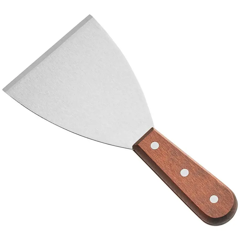 Tablecraft 4-Inch Stainless Steel Grill Scraper – Wooden-Handle Design For Flipping & Scraping (Model: 254) 1