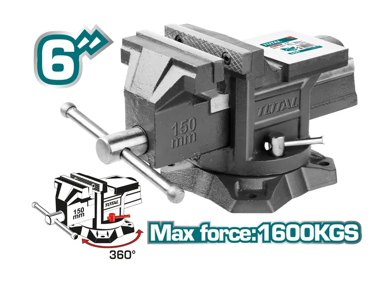 Total 6" Heavy-Duty Bench Vice With Cast-Iron Body – Tht6166 1