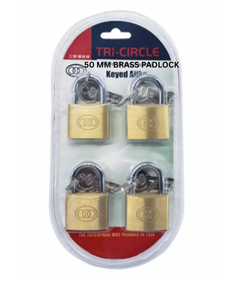 Tri-Circle Solid Brass Padlock – 50 Mm Body, 4 Matching Keys Included – Ahtc004 1
