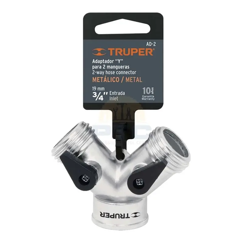 Truper 3/4" Metallic Y-Hose Connector – Dual-Port Fitting With Nh Threads For Irrigation And Garden Systems 1