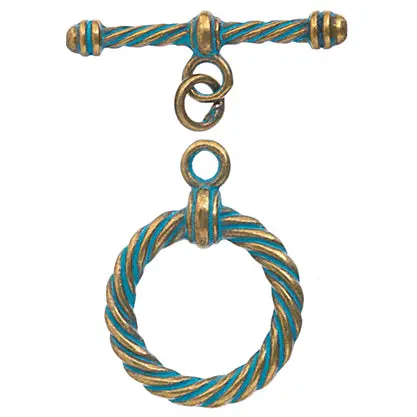 Twisted Design Toggle Clasp – 24×25.5Mm Patina Finish 1