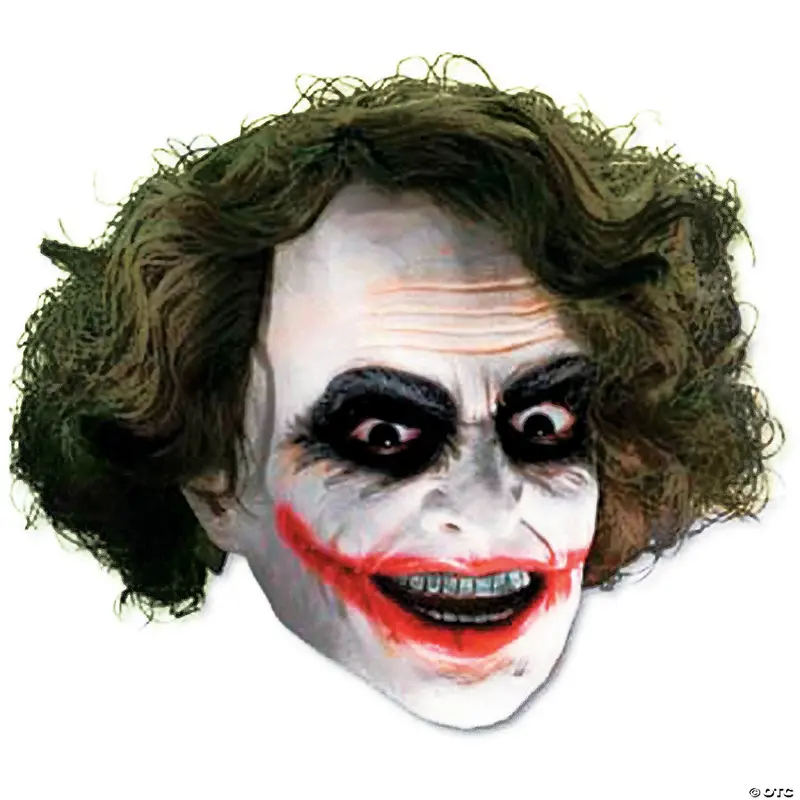 Vinyl Three-Quarter Joker Mask With Attached Hair 1