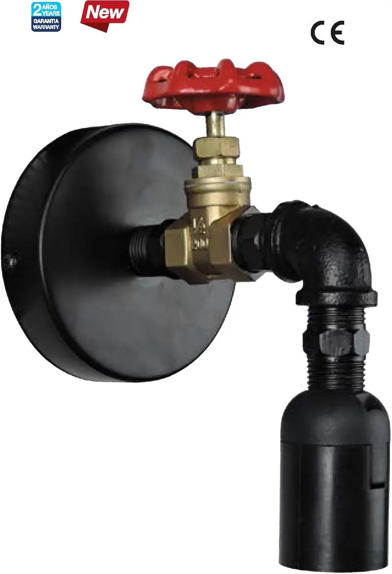 Wall-Mounted Water Tap Light – Black Finish With Copper & Steel Accents (Model 69272) 1
