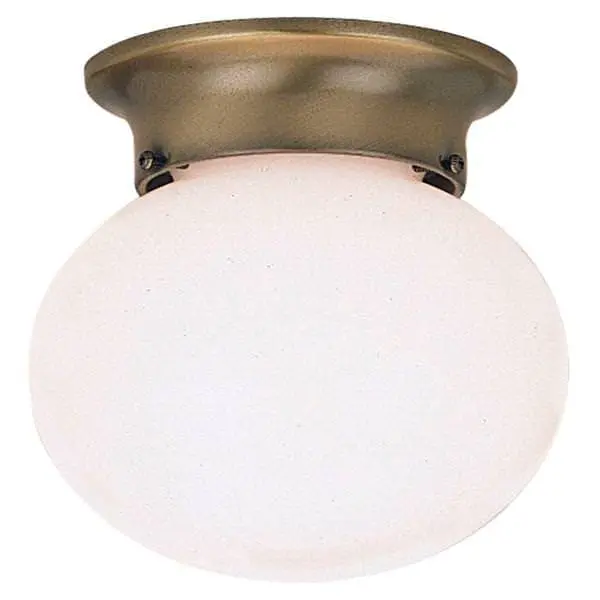 Westinghouse 1-Light Flush Mount Ceiling Light – Antique Brass Base With White Glass Globe (66600) 1