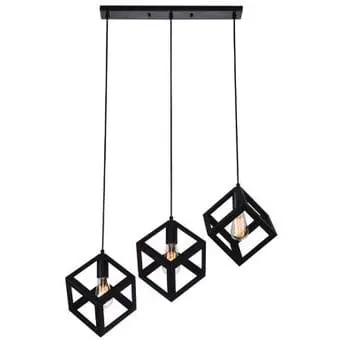 Westinghouse 3-Light Black Metal Pendant Ceiling Fixture – E27 Sockets, Adjustable Height (Model 68664) 1