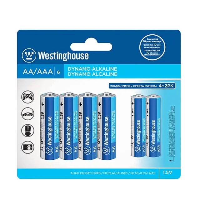 Westinghouse Aa Alkaline Batteries – 4-Pack + 2 Free Aaa (Lr6/Aa & Lr03/Aaa) – Ideal For Remotes, Clocks & Toys 1