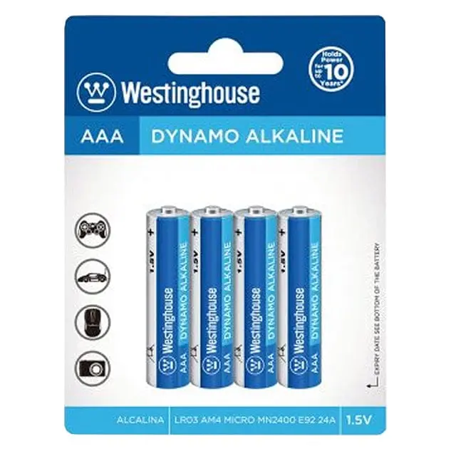 Westinghouse Aaa Alkaline Battery 4-Pack (Lr03) – High-Performance Power For Cameras, Wireless Peripherals & Gaming Devices 1